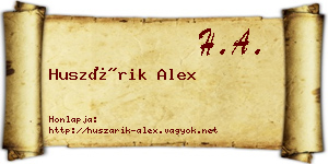 Huszárik Alex névjegykártya